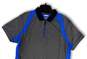 Mens Blue Gray Short Sleeve Spread Collar 1/4 Zip Polo Shirt Size X-Large image number 3