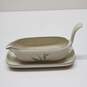Vtg. Mid Century Winfield Pottery Green Bamboo Gravy Boat w/ Matching Underplate image number 1