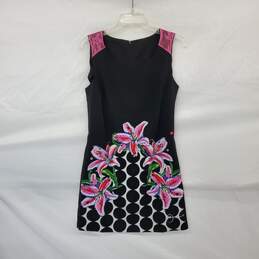 Desigual Black & Pink Floral Sleeveless Midi Shift Dress WM Size 38