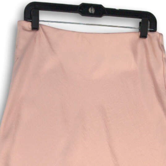 Womens Pink Flat Front Pull-On Midi A-Line Skirt Size Large image number 3