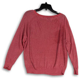 Womens Red Round Neck Long Sleeve Knitted Pullover Sweater Size Large alternative image