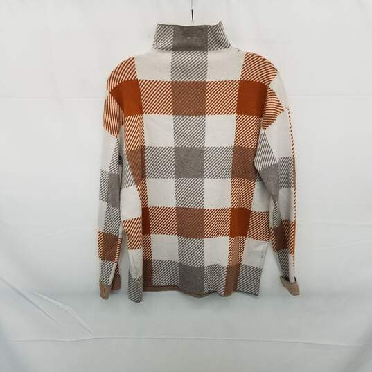 Tahari Brown White & Gray Mock Neck Knit Pullover WM Size L image number 1