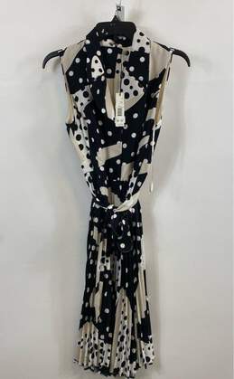 NWT Tahari Womens Multicolor Polka Dot Collared Midi A-Line Dress Size 6