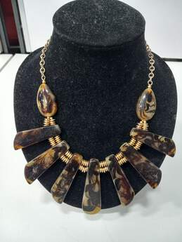 Set Of Assorted Gold Tone & Brown Gemstone Fashion Costume Jewelry alternative image