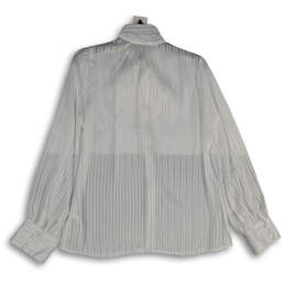 NWT Womens White Long Sleeve Tie Neck Button Front Blouse Top Size L alternative image