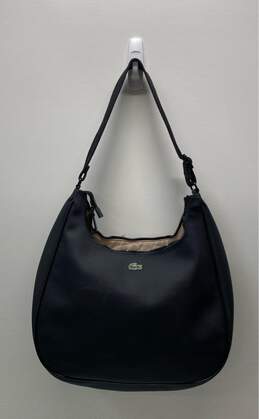 Lacoste Nylon Zip Top Shoulder Bag Black