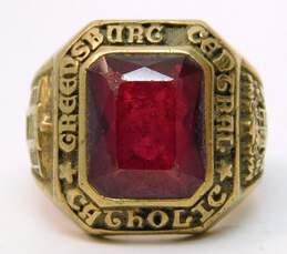 Vintage 10K Gold Faceted Ruby Class Ring 14.4g alternative image