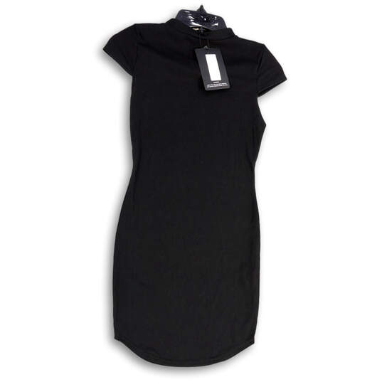 NWT Womens Black Structured Snatched Cap Sleeve Ribbed Bodycon Dress Size 4 image number 1