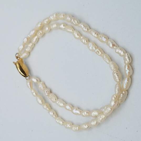 14k Gold FW Pearl Double Strand 7in Bracelet 5.9g image number 6