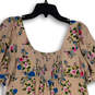 NWT Womens Pink Blue Floral Pleated Square Neck A-Line Dress Size M image number 4