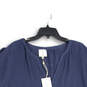 NWT Womens Blue Ruffle Split Neck Short Sleeve Pullover Blouse Top Size XL image number 3