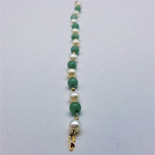 14K Gold Jane FW Pearl Bead 8.5inch Bracelet NEEDS REPAIR 14.2g image number 4