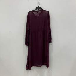 NWT Womens Purple Sheer Long Sleeve Front Slit Kimono Shirt Dress Size 1X alternative image
