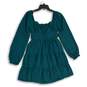 Liberty Love Womens Blue Ruffle Tie Neck Long Sleeve Fit & Flare Dress Size M image number 1