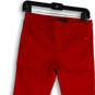 Womens Red Denim Dark Wash Elastic Waist Pockets Skinny Leg Jeans Size 6 image number 3
