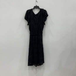 NWT Womens Black Lace Short Sleeve V-Neck Knee Length Wrap Dress Size 3 alternative image