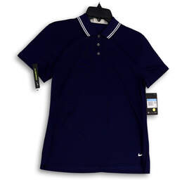 NWT Womens Blue Short Sleeve Standard Fit Collared Golf Polo Shirt Size M
