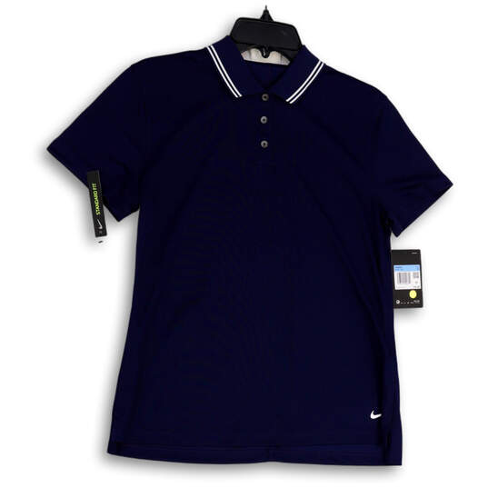 NWT Womens Blue Short Sleeve Standard Fit Collared Golf Polo Shirt Size M image number 1