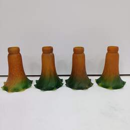 4 Lily Tulip Amber Green Glass Lamp Shade