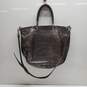 AUTHENTICATED MARC BY MARC JACOBS METALLIC PEWTER SHOULDER HANDBAG 14x12x5 image number 3