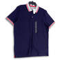 NWT Mens Blue Pique Stretch Short Sleeve Spread Collar Polo Shirt Size XL image number 1