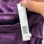 NWT Womens Purple Satin Ruched Sleeveless Cocktail Sheath Dress Size 4 image number 3