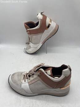 Michael Kors Womens Georgie Beige Peach Low Top Lace-Up Sneaker Shoes Size 8M