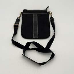 Coach Womens Black Signature Print Adjustable Strap Zipper Crossbody Bag Purse