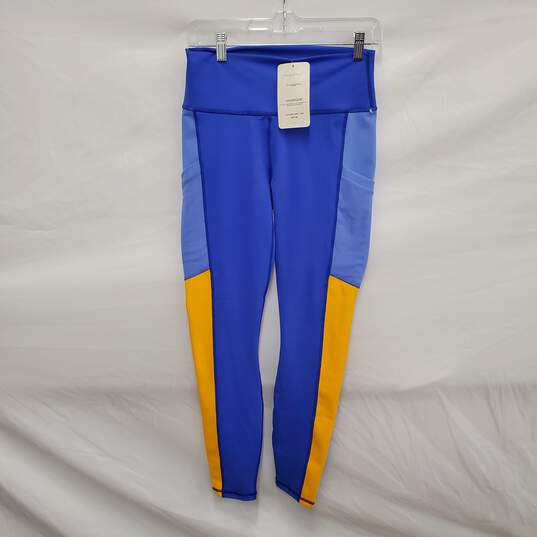 NWT Fabletics  On-The-Go WM's High Waisted Blue & Yellow Leggings Size 8 image number 1