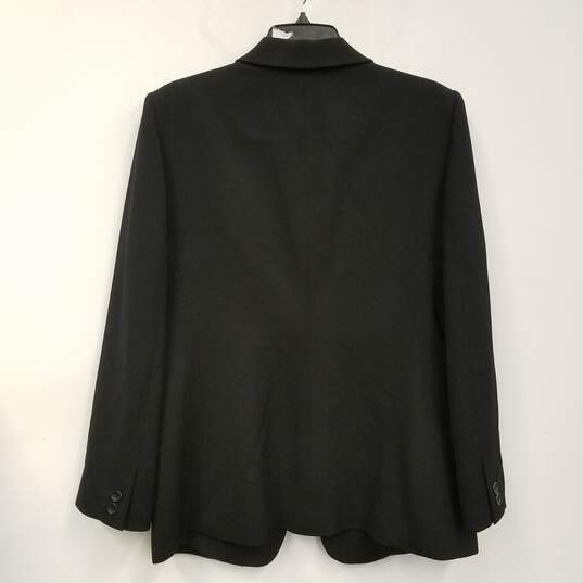 Womens Black Long Sleeve Pocket Notch Collar Single Breasted Blazer Size 14 image number 2
