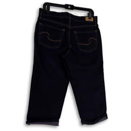 Womens Blue Denim Dark Wash Cutoff Hem Stretch Pockets Cropped Jeans Sz 12 alternative image
