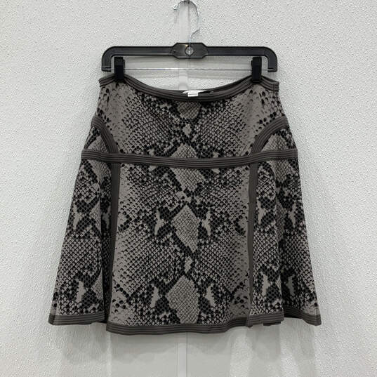 Womens Black Gray Animal Print Pull On Mini A-Line Skirt Size Medium image number 2