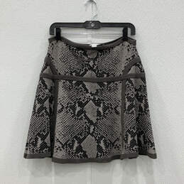 Womens Black Gray Animal Print Pull On Mini A-Line Skirt Size Medium alternative image