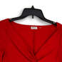 Womens Red Long Sleeve V-Neck Twisted Front Pullover Blouse Top Size Small image number 3