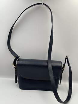 Womens Navy Blue Leather Adjustable Strap Crossbody Bag W-0556103-B
