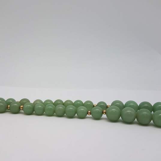 Sterling Silver Green Gemstone Gold Tone Bead 29in Necklace 75.1g image number 3