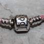 Pandora Sterling Silver Pink Leather Braided Charm Bracelet - 4.5g image number 4