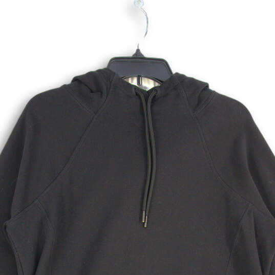Womens Black Long Sleeve Drawstring Zipper Pocket Pullover Hoodie Size Large image number 3
