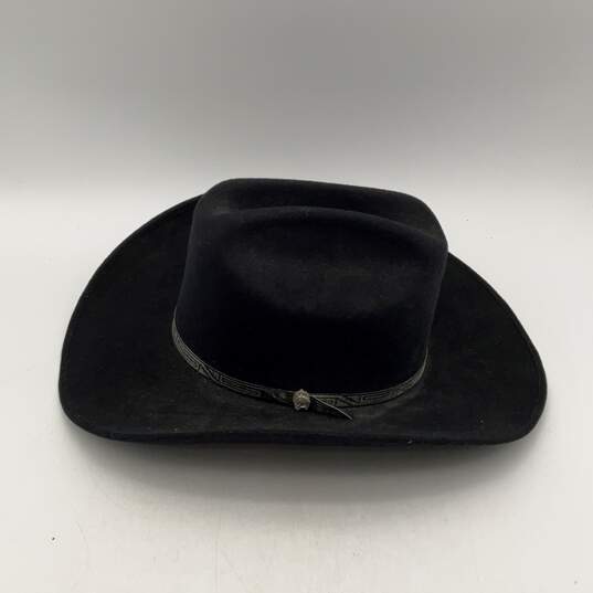 Alamo Mens Black Wide Brim Leather Trim Western Cowboy Hat Size 58/7.25 image number 2