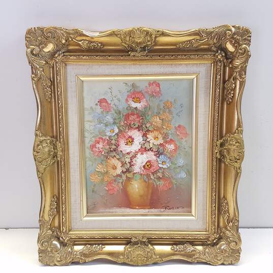 Spring Floral Still Life with Ornate Gilded Frame Set of 2 Oil on Board, Signed image number 9