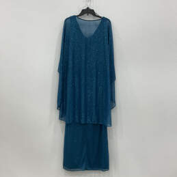 NWT Womens Blue Glitter Ruched Kimono Sleeve V-Neck Maxi Dress Size 8 alternative image