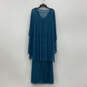 NWT Womens Blue Glitter Ruched Kimono Sleeve V-Neck Maxi Dress Size 8 image number 2