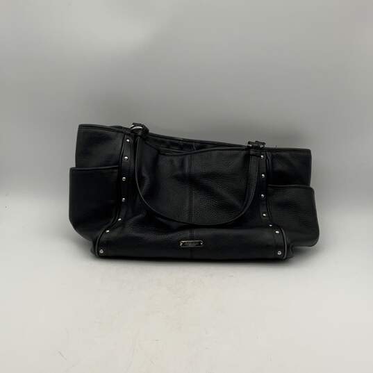 Coach Womens Black Leather Double Handle Inner Pocket Zipper Tote Bag Purse image number 1