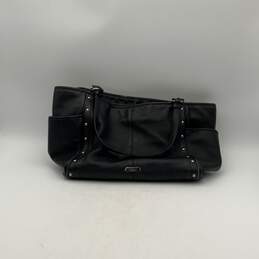 Coach Womens Black Leather Double Handle Inner Pocket Zipper Tote Bag Purse