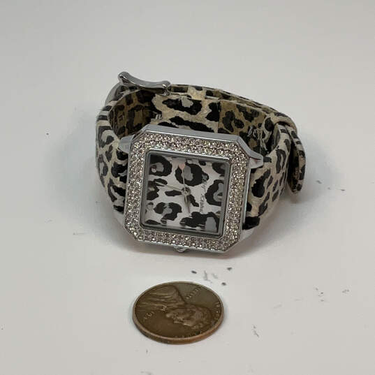 Designer Betsey Johnson Leopard Print Adjustable Strap Analog Wristwatch image number 2