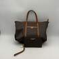 Michael Kors Womens Brown Signature Print Double Strap Tote Bag Purse W/Wallet image number 2