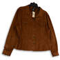 NWT Womens Brown Collared Long Sleeve Pockets Button Front Jacket Size 16 image number 1
