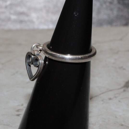 James Avery Sterling Silver Heart Charm Ring Size 3.5 - 2.4g image number 3