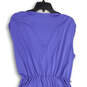 Womens Blue Smocked Surplice Neck Sleeveless A-Line Dress Size 14 image number 4