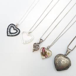 Sterling Silver Heart Pendant Necklace Bundle 5pcs 24.2g